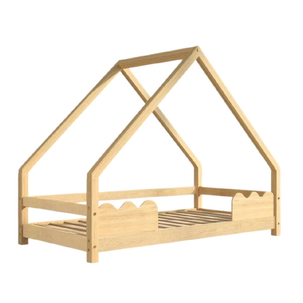 **Lit en bois avec structure en forme de maison pour enfants**