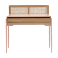 **Bureau minimaliste avec tiroir en bois et détail en cannage**