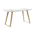 **Table à manger en marbre avec pieds en métal doré**